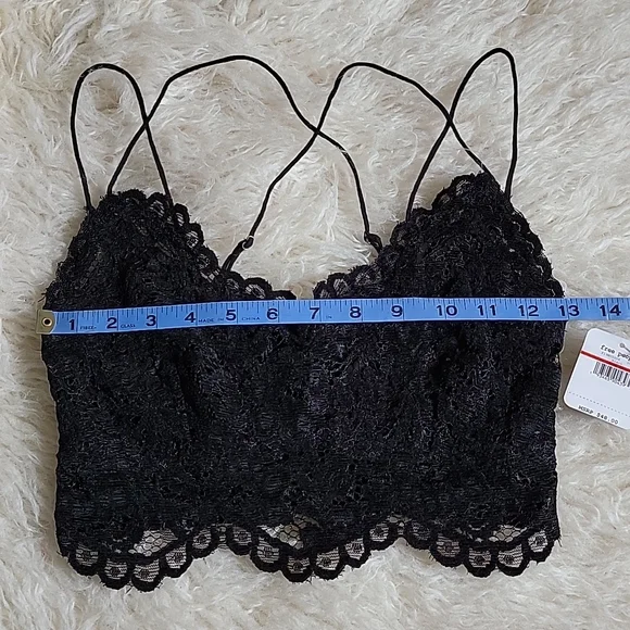 NEW! Free People Intimately Fp Celine Longline Lace Bralette Black - Picture 5 of 9